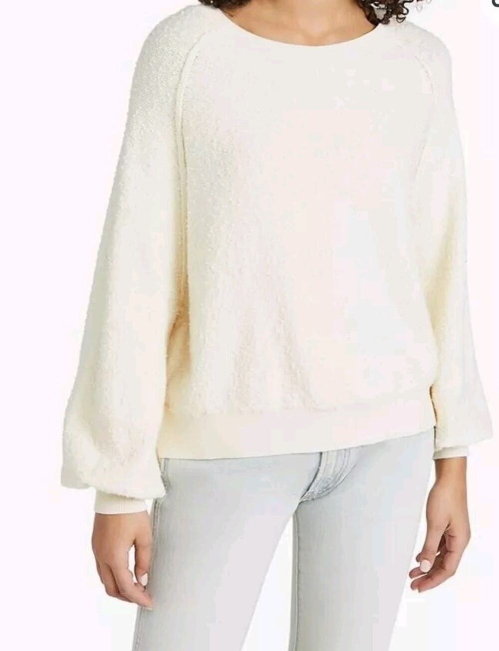 Free People Women Found My Friend Pullover Sweater Cream Petite Small A000390